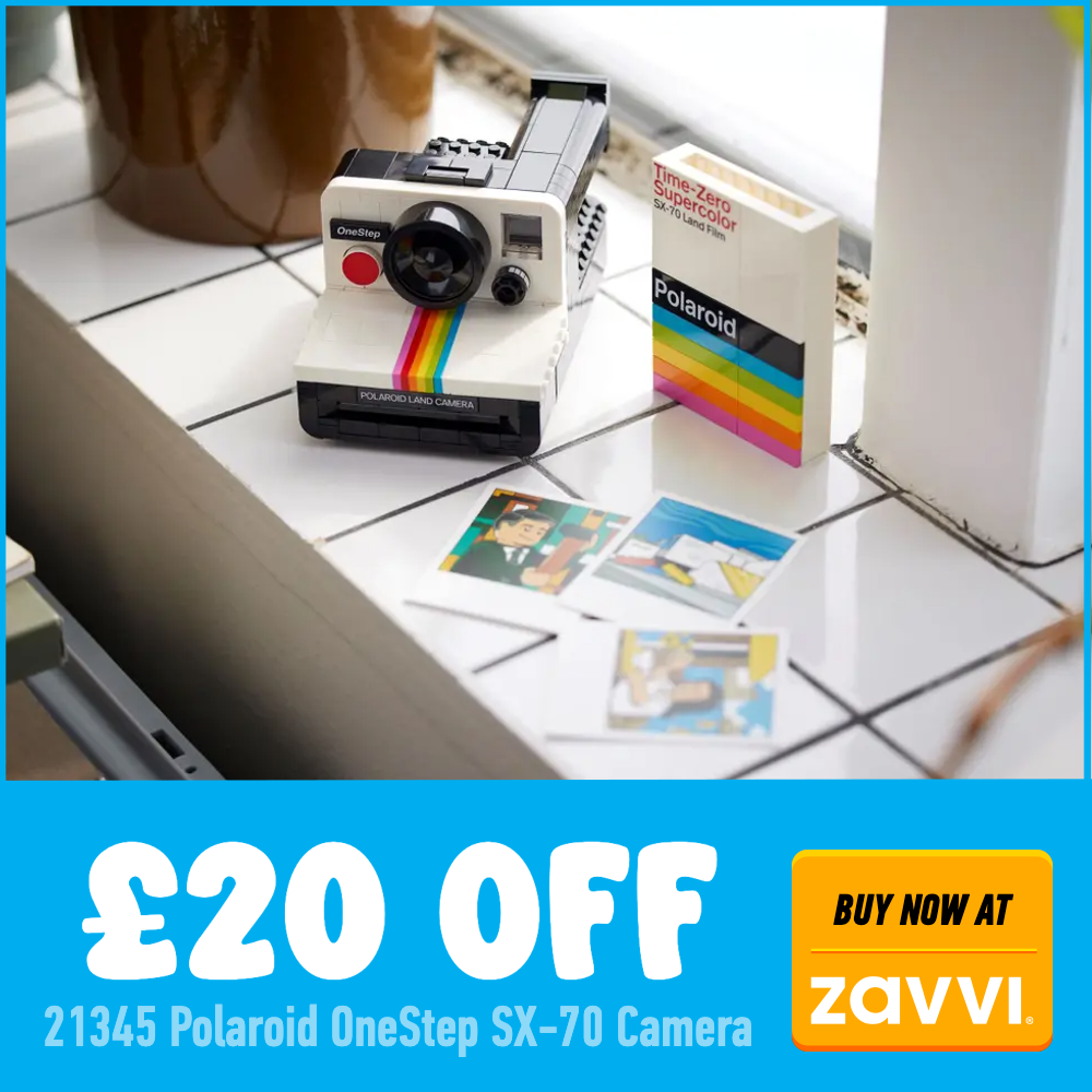 LEGO Ideas 21345 Polaroid OneStep SX 70 Camera Zavvi 20 off deal card