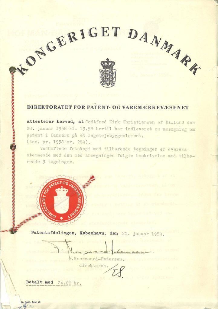 LEGO Brick Patent Denmark