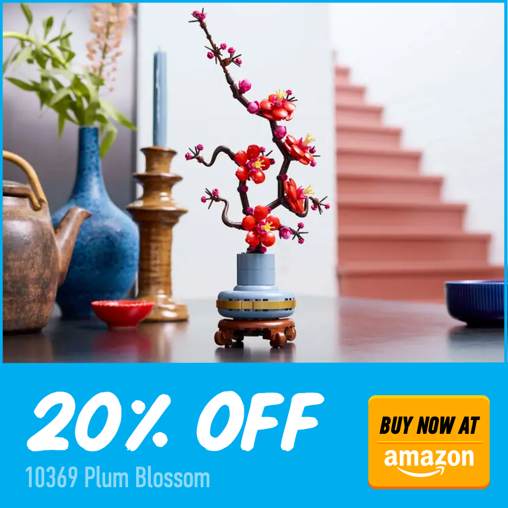 LEGO Botanicals 10369 Plum Blossom 20 off Amazon deal card