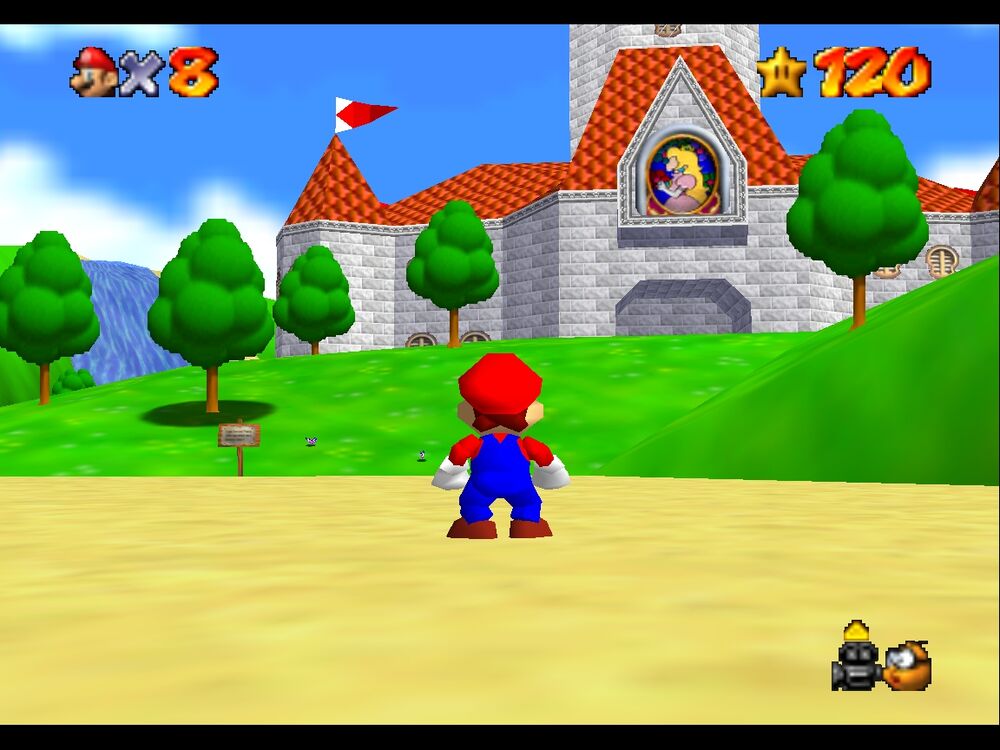 Super Mario 64 Peachs Castle starting area