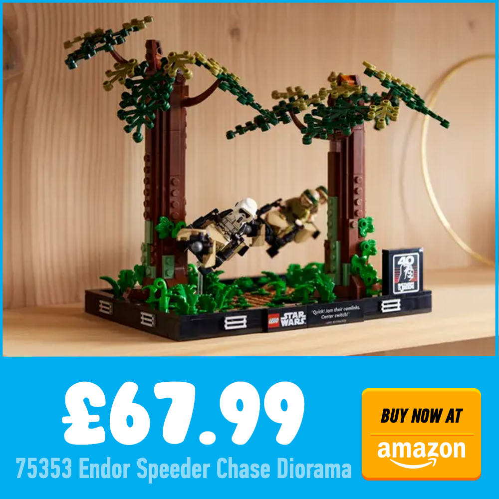 LEGO Star Wars 75353 Endor Speeder Chase Diorama Amazon 3 off deal card
