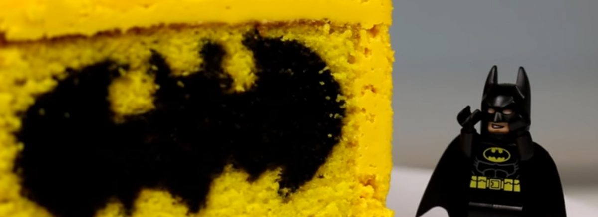 Make a LEGO Batman cake with hidden symbol