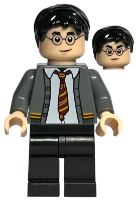 Harry Potter Dark Bluish Gray Gryffindor Cardigan Sweater Open over Shirt without Wrinkles Black Legs