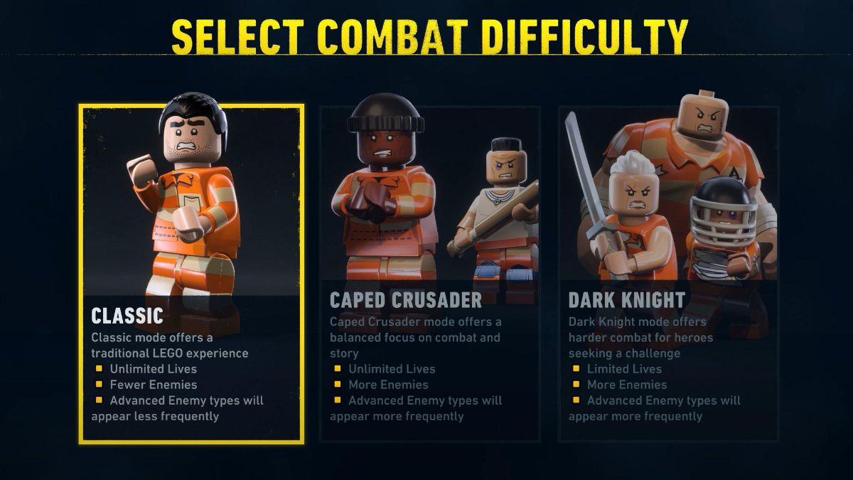 LEGO Batman Legacy of the Dark Knight difficulty settings